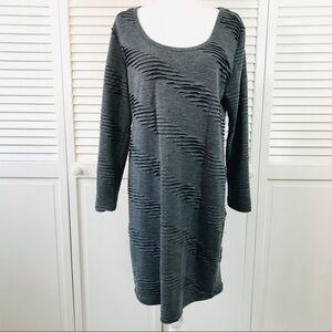 YEST Gray Black Distressed Look Sweater Dress Size 14